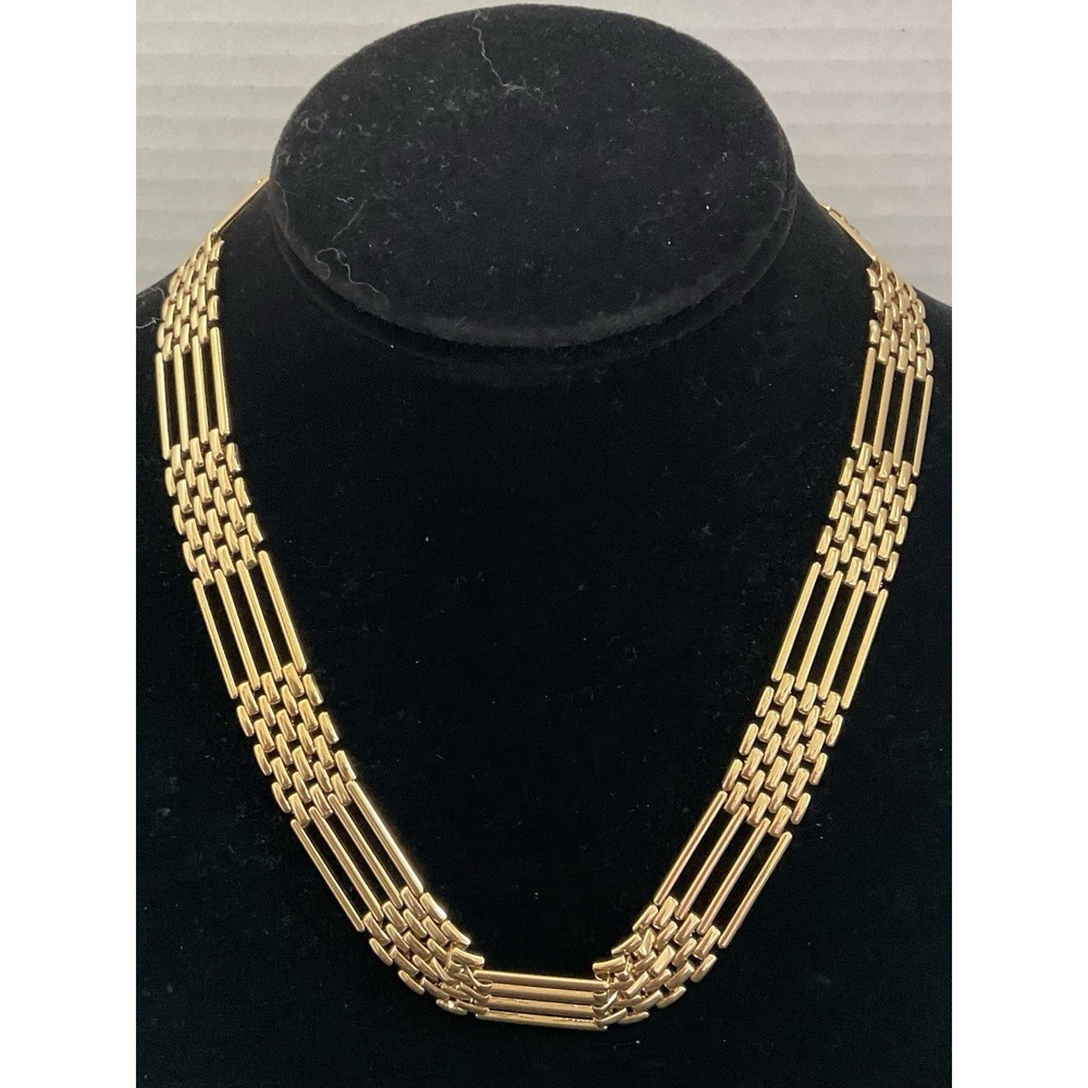 Vintage Gold Tone Necklace Greek Style Design Estate Jewelry